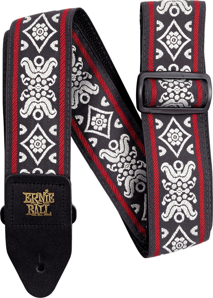Guitar strap Ernie ball Jacquard 2-inches Guitar Strap - Blackjack Red