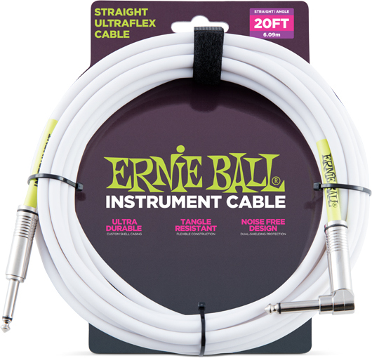 Ernie Ball Ultraflex Instrument Classic Jack/jack CoudÉ 6m Blanc - Cable - Main picture