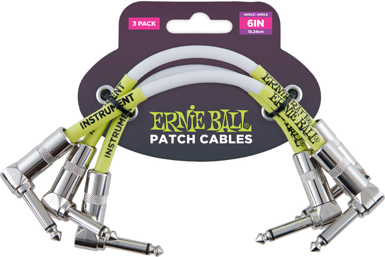Ernie Ball Ultraflex Instrument Patch Pack De 3 - CoudÉ - 15cm Blanc - Cable - Main picture