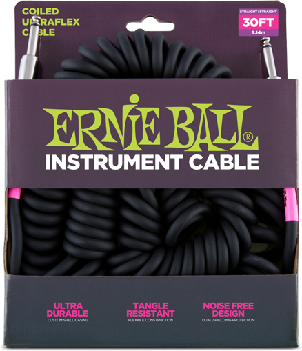 Ernie Ball Ultraflex Instrument Torsades Jack/jack 9m Noir - Cable - Main picture