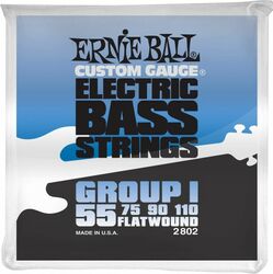 Electric bass strings Ernie ball BASS (4) 2802 Flatwound Group 1 55-110 - Set of 4 strings