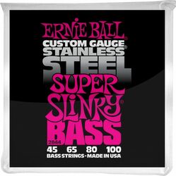 Electric bass strings Ernie ball Bass (4) 2844 Stainless Steel Super Slinky 45-100 - Set of 4 strings
