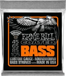 Electric bass strings Ernie ball Bass (4) 3833 Coated Hybrid Slinky 45-105 - Set of 4 strings