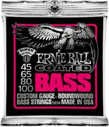 Electric bass strings Ernie ball Bass (4) 3834 Coated Super Slinky 45-100 - Set of 4 strings