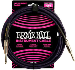 Cable Ernie ball Braided Instrument Cable Straight/Straight 10ft - Purple Black