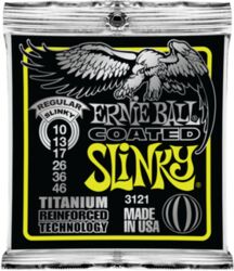 Electric guitar strings Ernie ball Electric (6) 3121 Coated Titanium Regular Slinky 10-46 - Set of strings