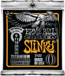 Electric guitar strings Ernie ball Electric (6) 3122 Coated Titanium Hybrid Slinky 09-46 - Set of strings