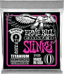 Electric guitar strings Ernie ball Electric (6) Coated Titanium Super Slinky 9-42 - Set of strings