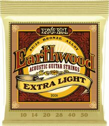 Acoustic guitar strings Ernie ball Folk (6) EarthWood Extra Light 10-50 - Set of strings