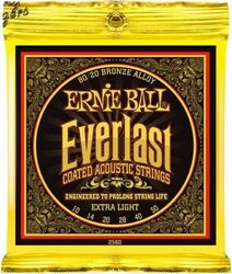 Acoustic guitar strings Ernie ball Folk (6) 2560 Everlast Coated Extra Light 10-50 - Set of strings