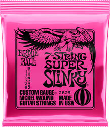 Electric guitar strings Ernie ball P02623 Electric Guitar 7-String Set Super Slinky Nickel Wound 9-52 - 7-string set