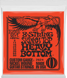 Electric guitar strings Ernie ball P02624 Electric Guitar 8-String Set STHB Slinky Nickel Wound 9-80 - 8-string set