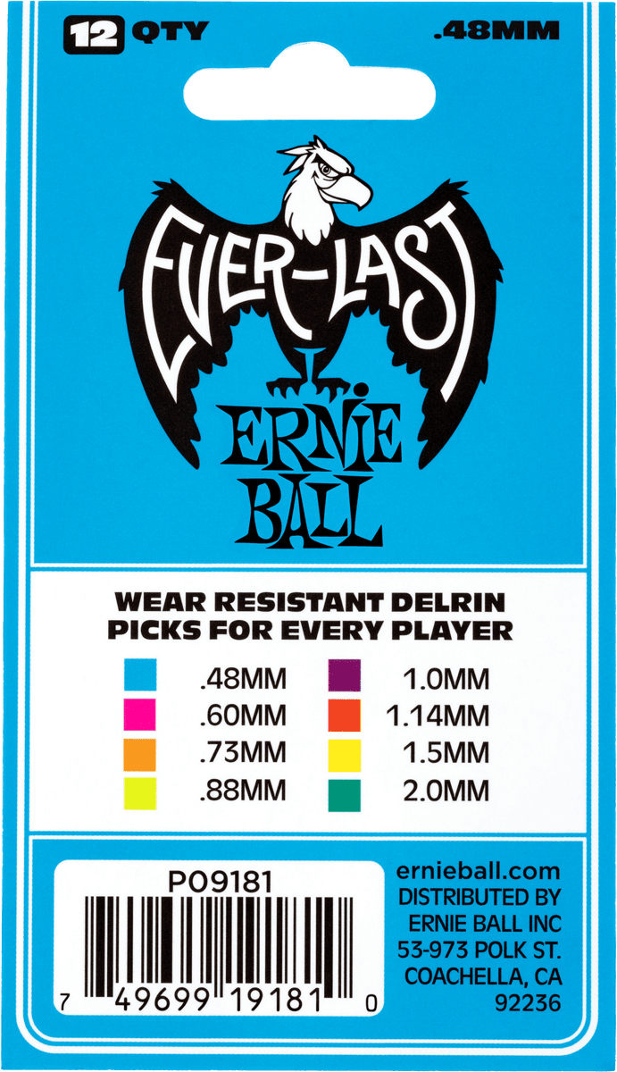 Ernie Ball Everlast Sachet De 12 Bleu 0,48mm - Guitar pick - Variation 2
