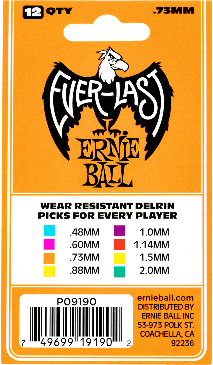 Ernie Ball Mediators Everlast Sachet De 12 Orange 0,73mm - Guitar pick - Variation 2