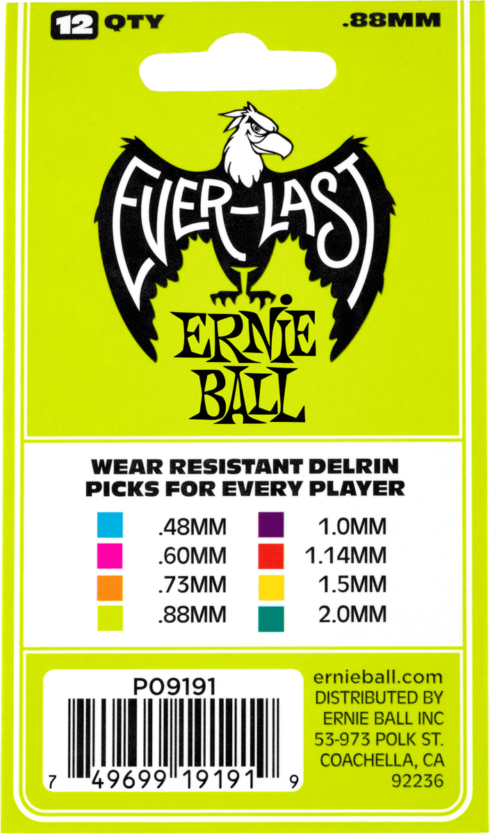 Ernie Ball Mediators Everlast Sachet De 12 Vert 0,88mm - Guitar pick - Variation 2
