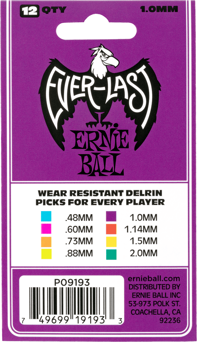 Ernie Ball Mediators Everlast Sachet De 12 Violet 1mm - Guitar pick - Variation 2