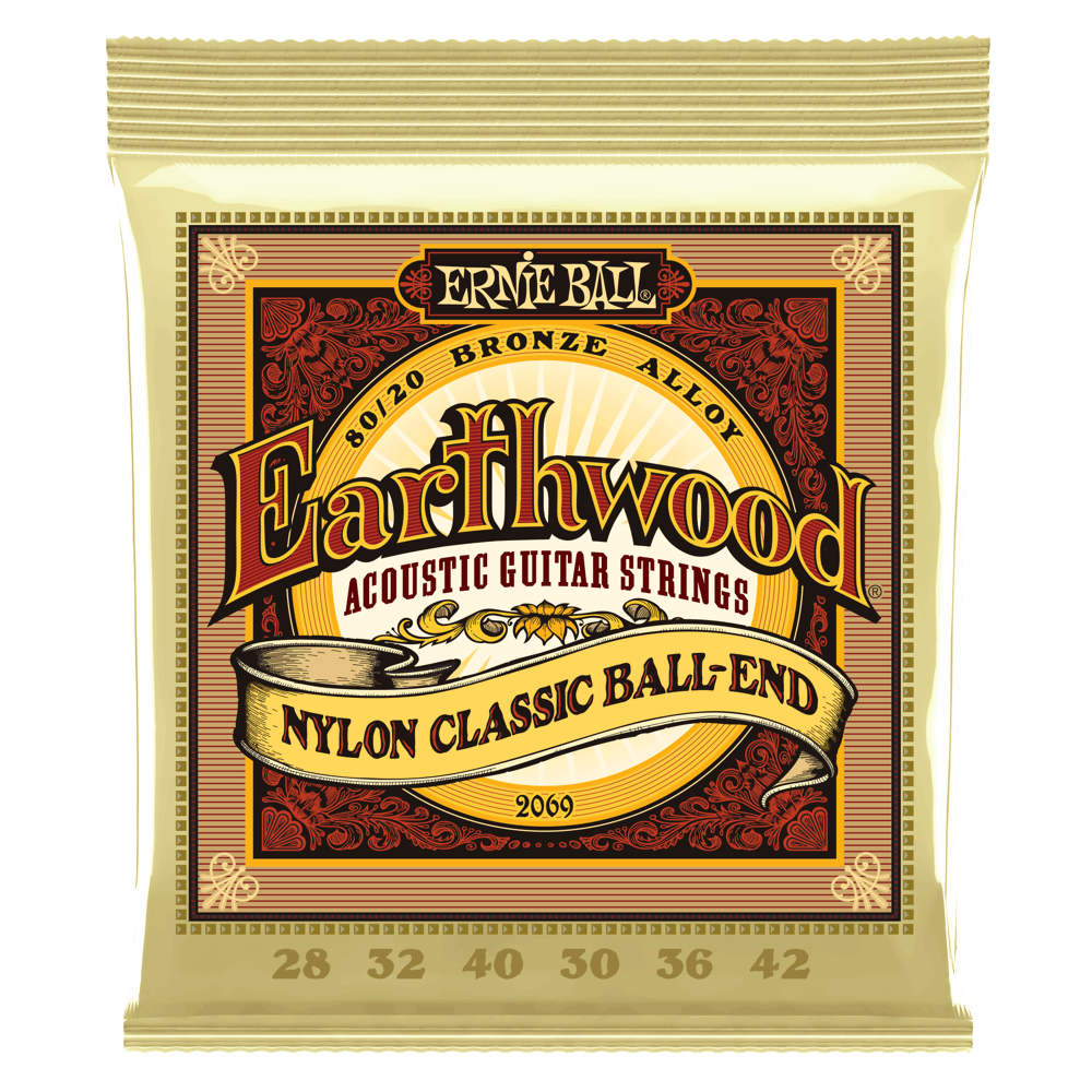 Ernie Ball Jeu De 12 Cordes Classic (12) 2069 Earthwood Nylon 80/20 Bronze Ball-end 28-42 - Nylon guitar strings - Variation 1