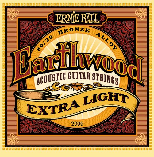 Ernie Ball Jeu De 6 Cordes Folk (6) 2006 Earthwood 80/20 Bronze Extra Light 10-50 - Acoustic guitar strings - Variation 1