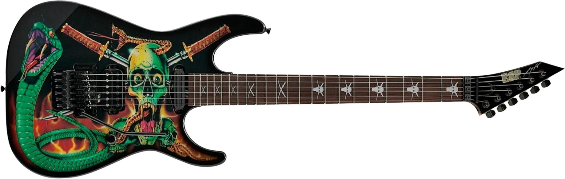 Esp Custom Shop George Lynch Skulls & Snakes Jap Signature Hst Fr Rw - Custom Graphic - Metal electric guitar - Main picture