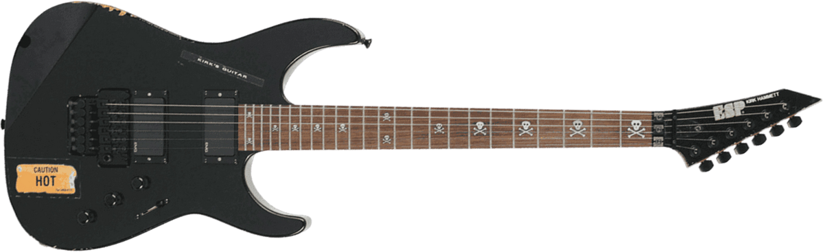 Esp Custom Shop Kirk Hammett Kh-2 Vintage Jap Signature 2h Emg Fr Rw - Distressed Black - Str shape electric guitar - Main picture
