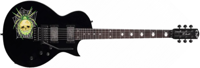 Esp Custom Shop Kirk Hammett Kh-3 Spider 30th Anniversary Jap Signature 2h Emg Fr Rw - Black W/spider Graphic - Single cut electric guitar - Main pict