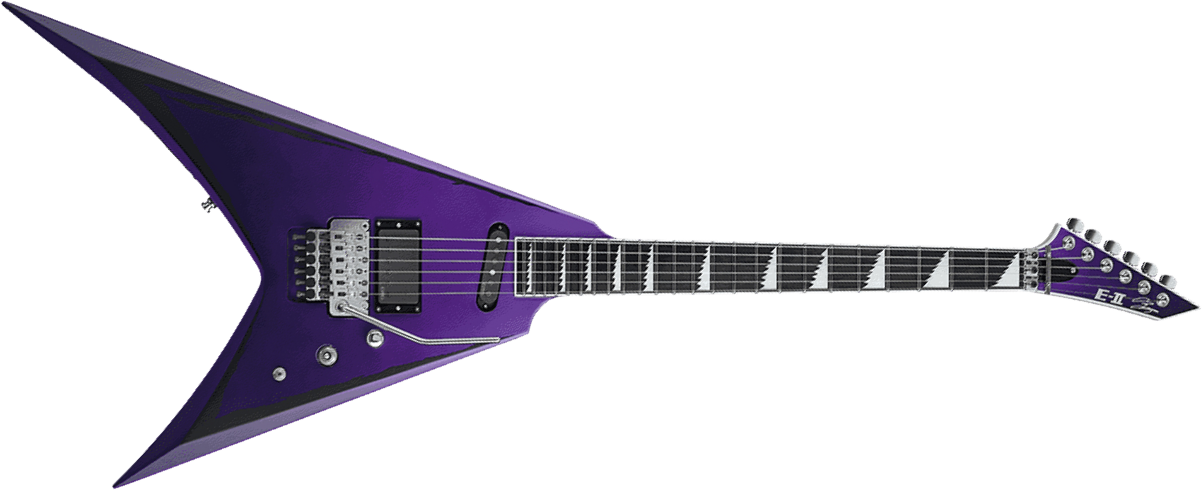 Esp E-ii Alexi Laiho Ripped Signature Hs Fr Eb - Purple Fade Satin W/ Ripped Pinstripes - Metal electric guitar - Main picture