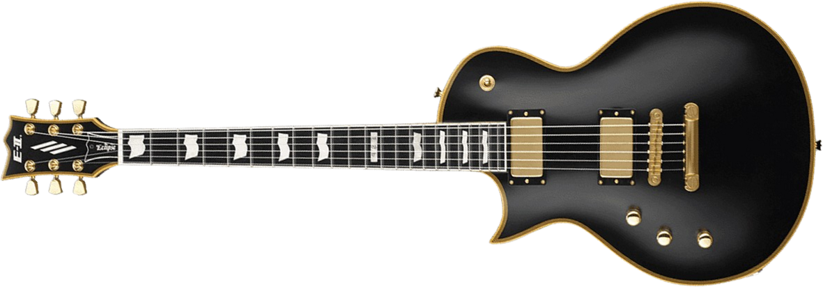 Esp E-ii Eclipse Db Lh Jap Gaucher 2h Emg Ht Eb - Vintage Black - Single cut electric guitar - Main picture