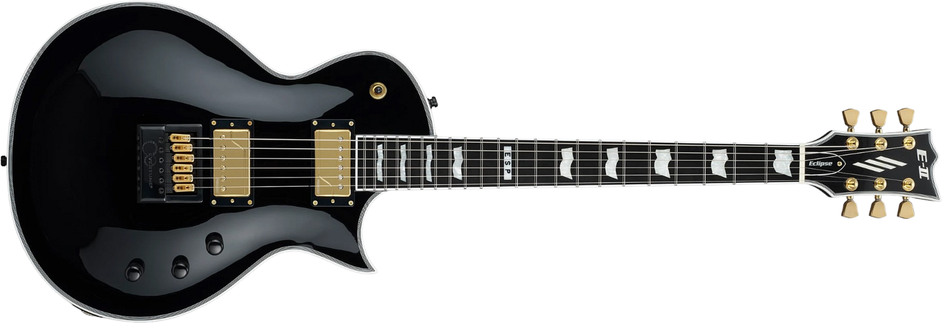 Esp E-ii Eclipse Full Thickness Evertune Jap 2h Fishman Fluence Modern Ht Eb - Gloss Black - Single cut electric guitar - Main picture