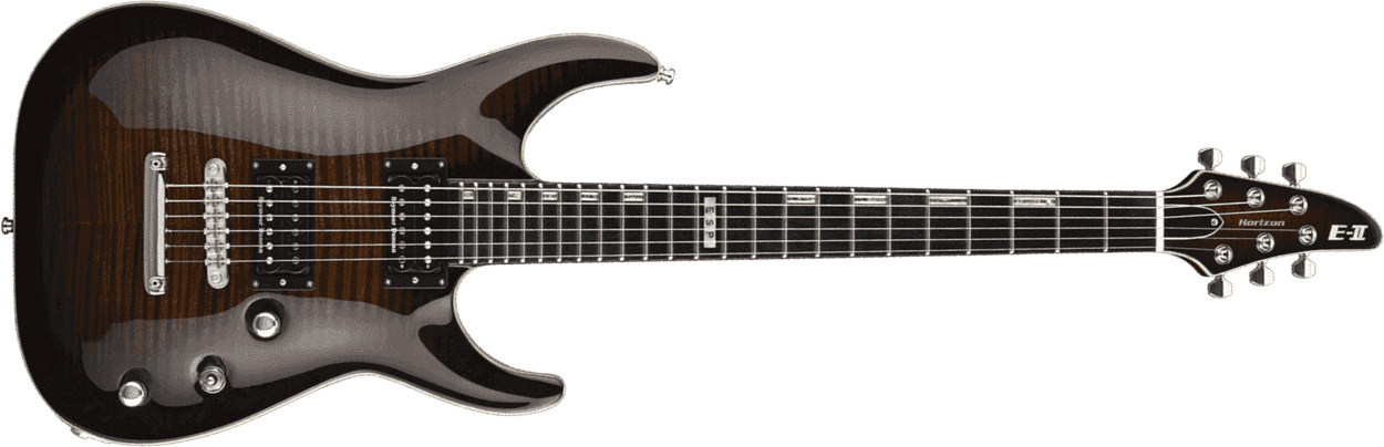 Esp E-ii Horizon Nt Japon Hh Seymour Duncan Ht Eb - Dark Brown Sunburst - Str shape electric guitar - Main picture