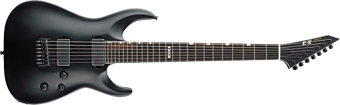 Esp Eii Horizon Nt7b Hipshot Jap 7c Baryton 2h Emg Eb - Black Satin - Baritone guitar - Main picture
