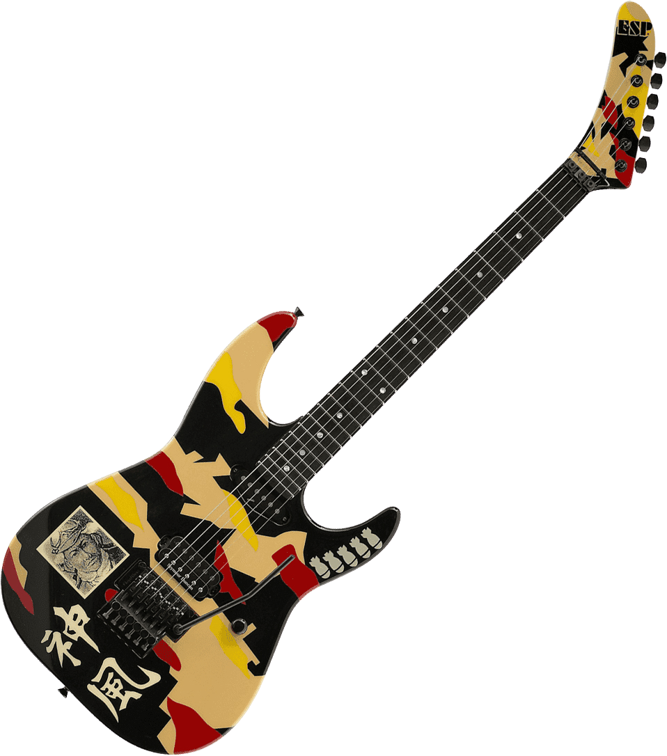 Esp Custom Shop George Lynch Kamikaze 1 Japan Black W Graphic Solid Body Electric Guitar Custom Graphics