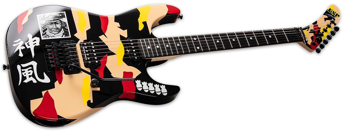 Esp Custom Shop George Lynch Kamikaze 1 Japan Black W Graphic Solid Body Electric Guitar Custom Graphics