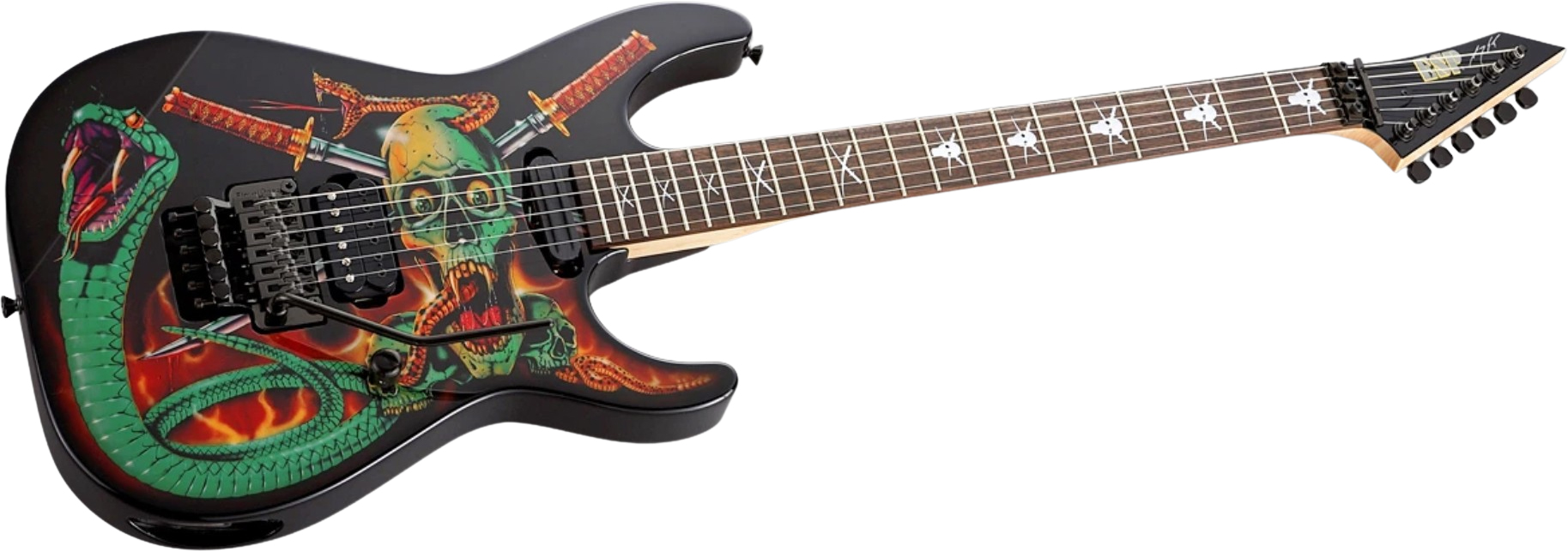 Esp Custom Shop George Lynch Skulls & Snakes Jap Signature Hst Fr Rw - Custom Graphic - Metal electric guitar - Variation 1