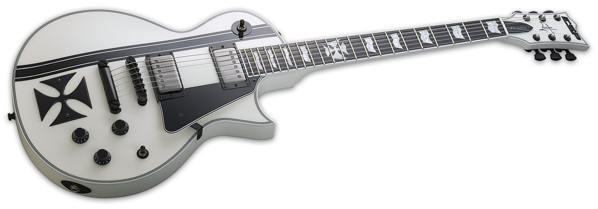 Esp Custom Shop James Hetfield Iron Cross Signature 2h Emg Ht Eb +case - Snow White - Single cut electric guitar - Variation 1