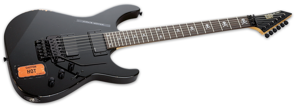 Esp Custom Shop Kirk Hammett Kh-2 Vintage Jap Signature 2h Emg Fr Rw - Distressed Black - Str shape electric guitar - Variation 1