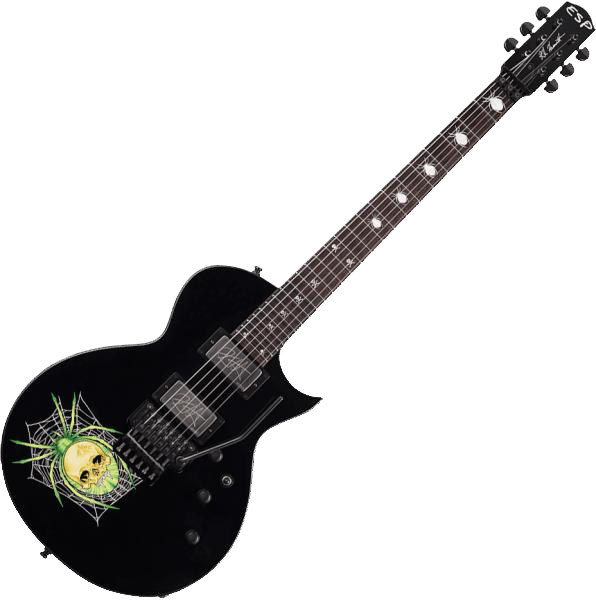 Esp Custom Shop Kirk Hammett Kh-3 Spider 30th Anniversary Jap Signature 2h Emg Fr Rw - Black W/spider Graphic - Single cut electric guitar - Variation