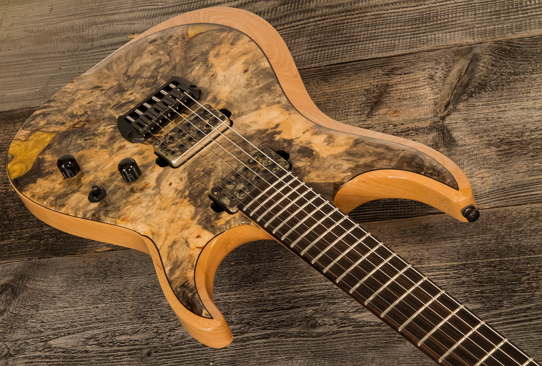 Esp Custom Shop M-ii Nt Buckeye Burl Experimental Jap 2h  Bare Knuckle Ht Eb #e7841212 - Natural - Str shape electric guitar - Variation 1