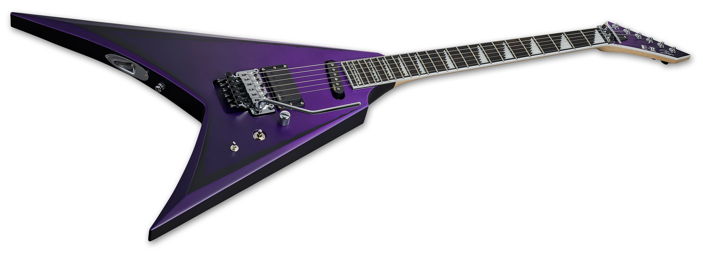 Esp E-ii Alexi Laiho Ripped Signature Hs Fr Eb - Purple Fade Satin W/ Ripped Pinstripes - Metal electric guitar - Variation 1