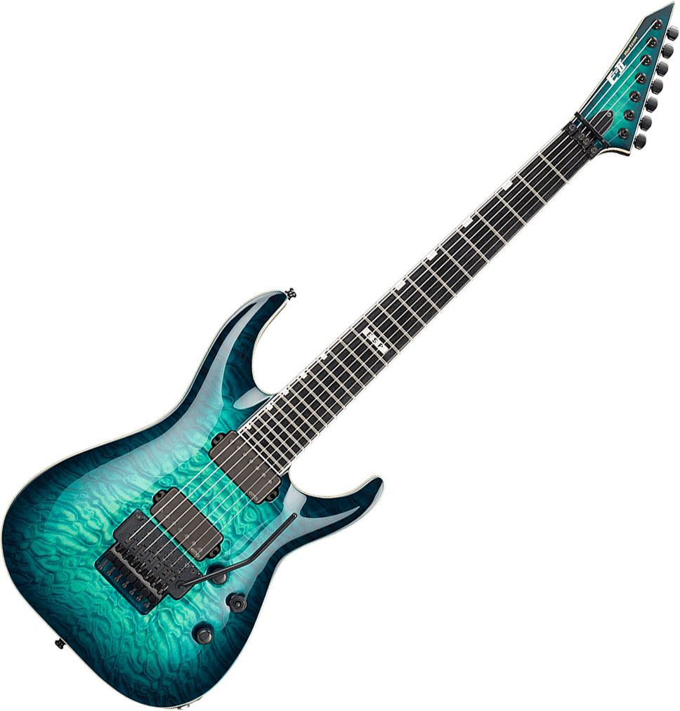 Esp E Ii Horizon Fr 7 Standard Black Turquoise Burst Solid Body Electric Guitar Blue