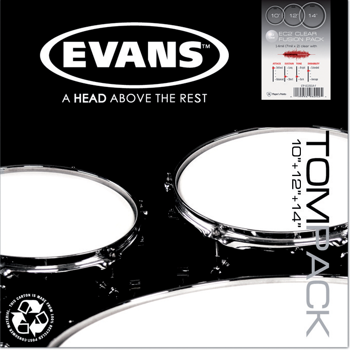 Evans Tom Pack Transparent Fusion 10-12-14 - Pack Peaux - Drumhead set - Main picture