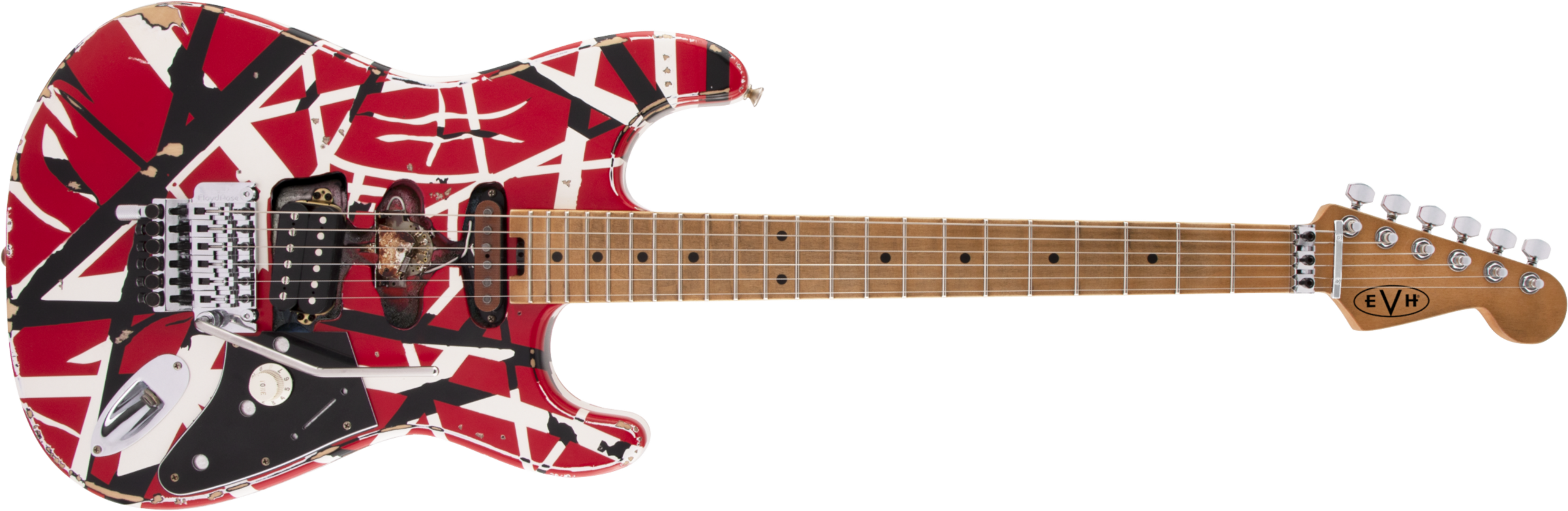 Evh Eddie Van Halen Frankenstein Frankie Striped Series Mex H Fr Mn - Red With Black & White Stripes - Str shape electric guitar - Main picture