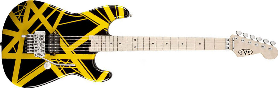 Evh Striped Series - Black With Yellow Stripes - Str shape electric guitar - Main picture