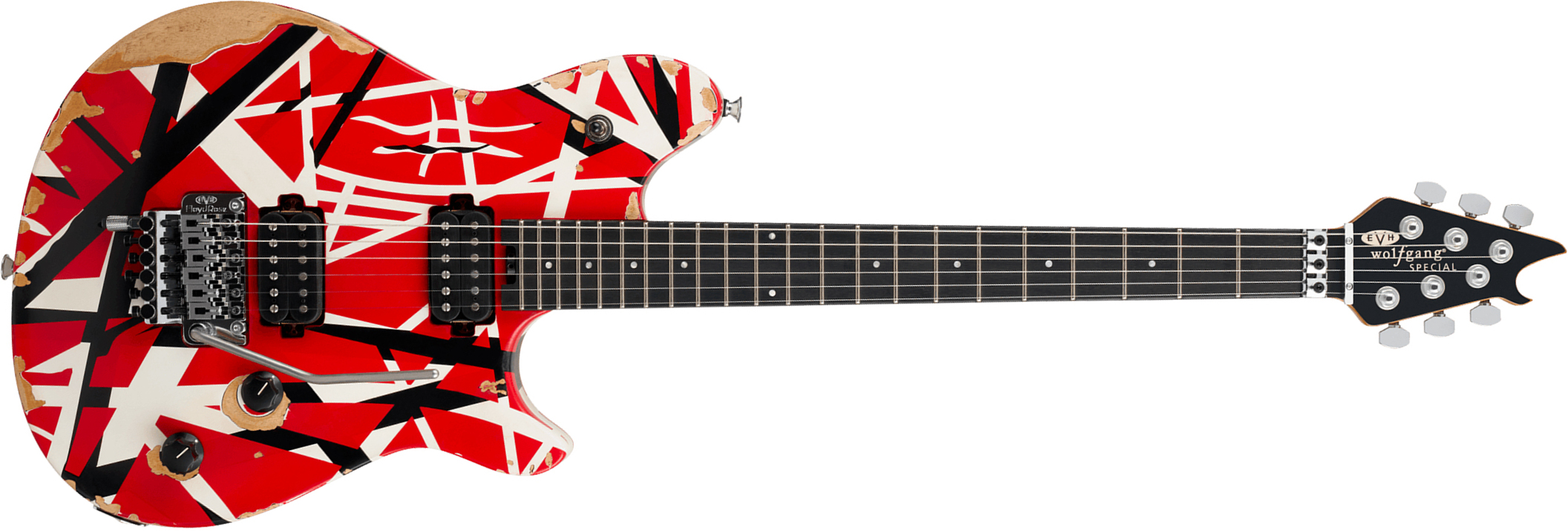 Evh Wolfgang Special Striped Ltd Mex 2h Fr Eb - Aged Red Black & White Stripes - Metal electric guitar - Main picture