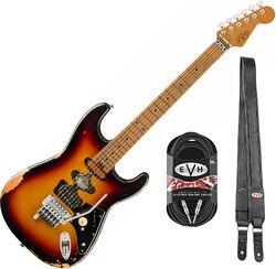 Electric guitar set Evh Frankenstein Relic + Premium Cable 20 ft + Premium Leather Strap - Vintage sunburst