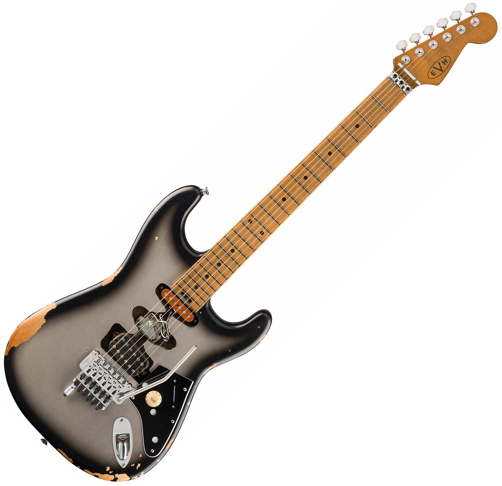 Evh Frankenstein Relic Mex 1h Fr Mn + Premium Cable 42.inc + Premium Strap - Silverburst - Electric guitar set - Variation 1
