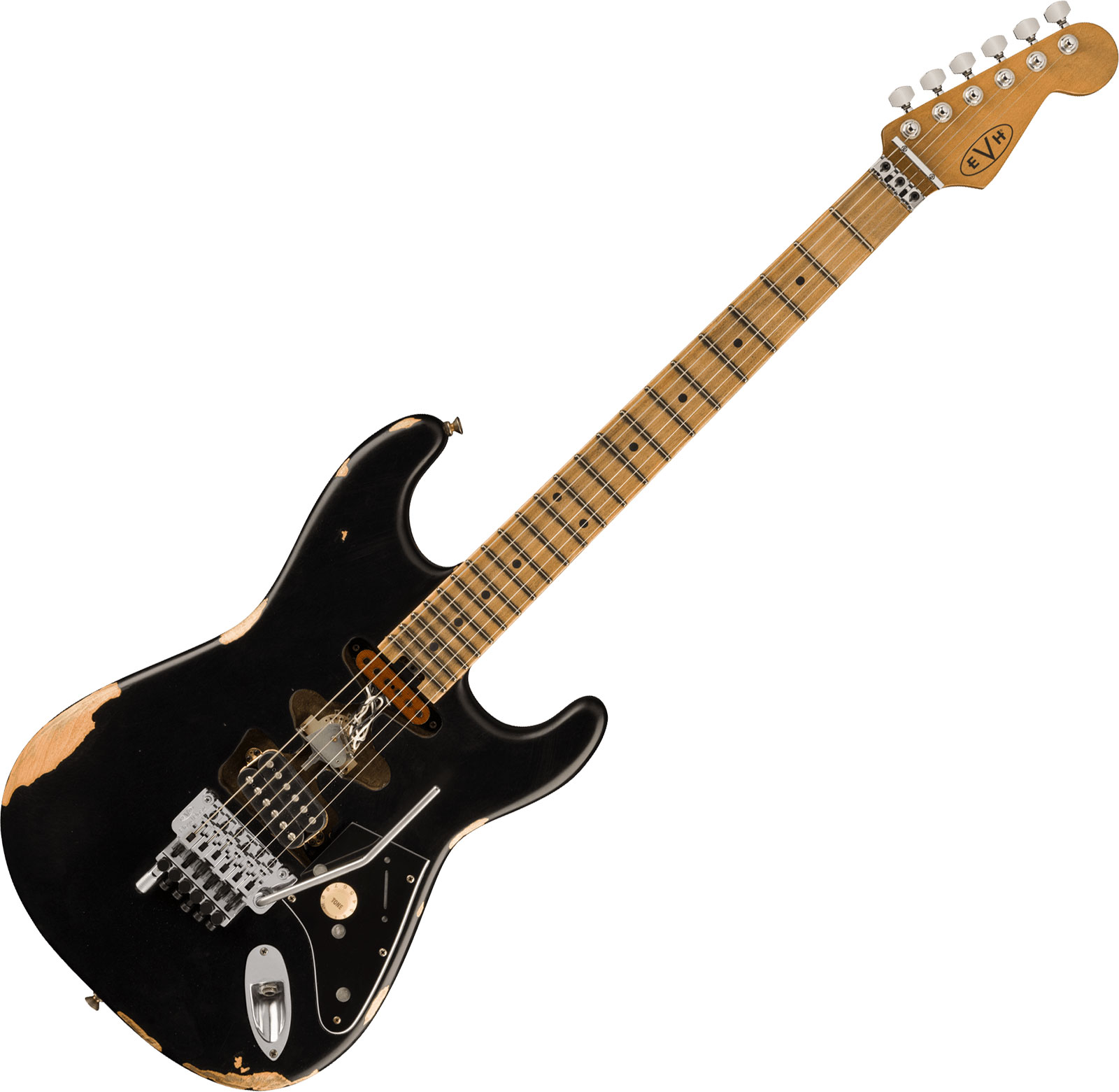 Evh Frankenstein Relic Mex 1h Fr Mn + Premium Cable 42.inc + Premium Strap - Black - Electric guitar set - Variation 1