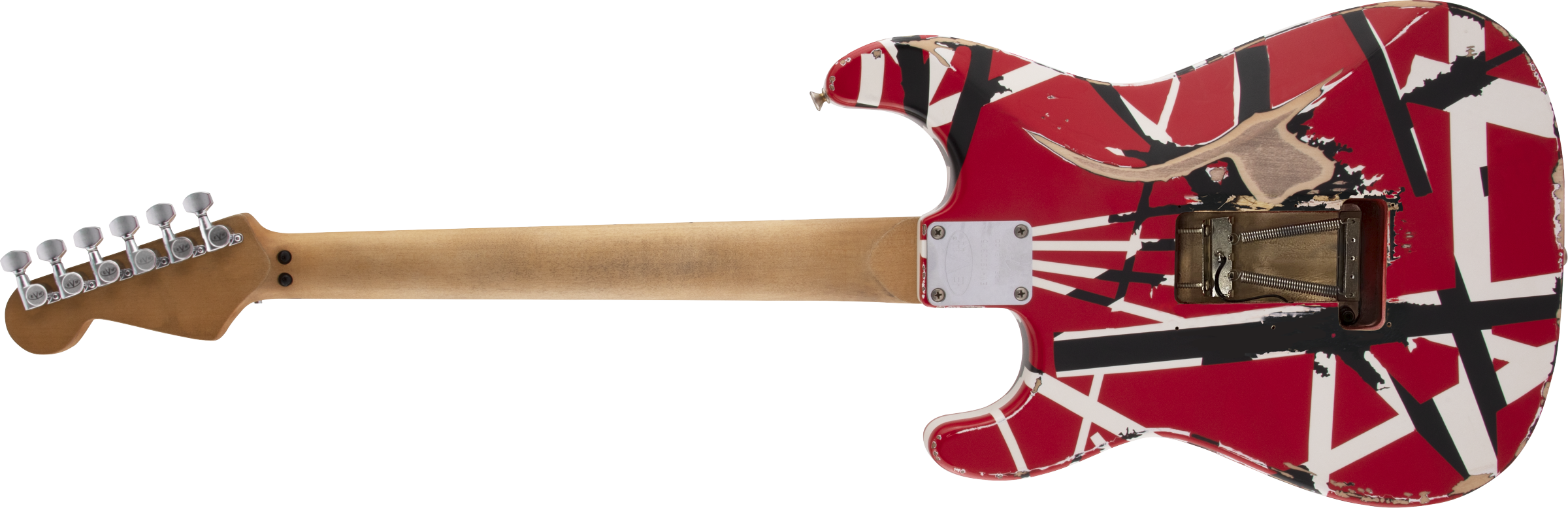Evh Eddie Van Halen Frankenstein Frankie Striped Series Mex H Fr Mn - Red With Black & White Stripes - Str shape electric guitar - Variation 1