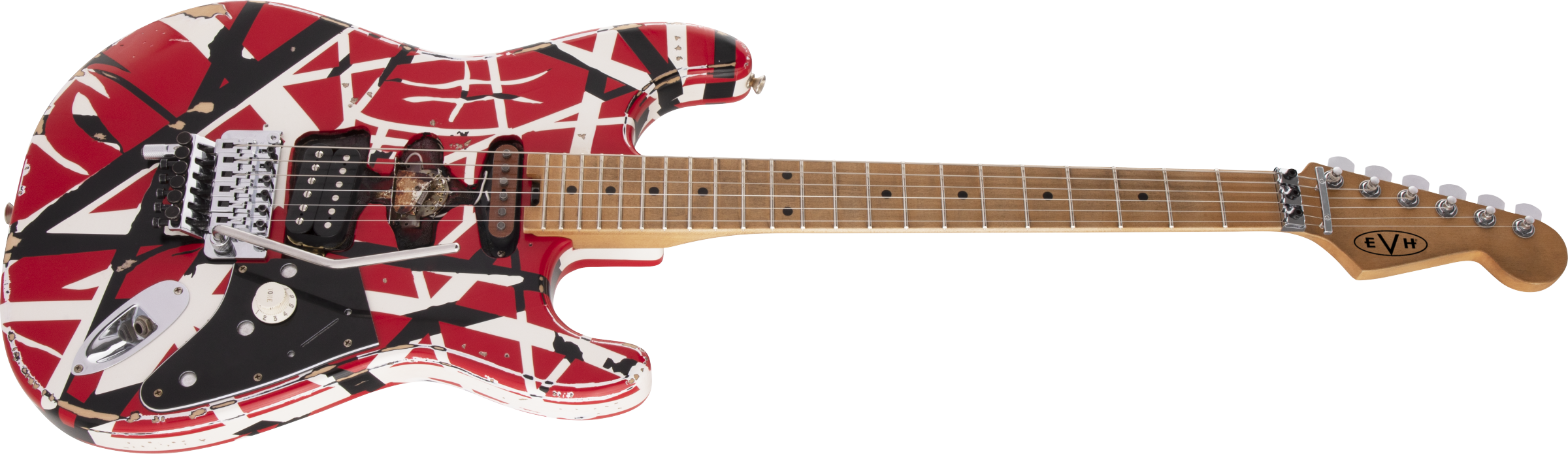 Evh Eddie Van Halen Frankenstein Frankie Striped Series Mex H Fr Mn - Red With Black & White Stripes - Str shape electric guitar - Variation 2