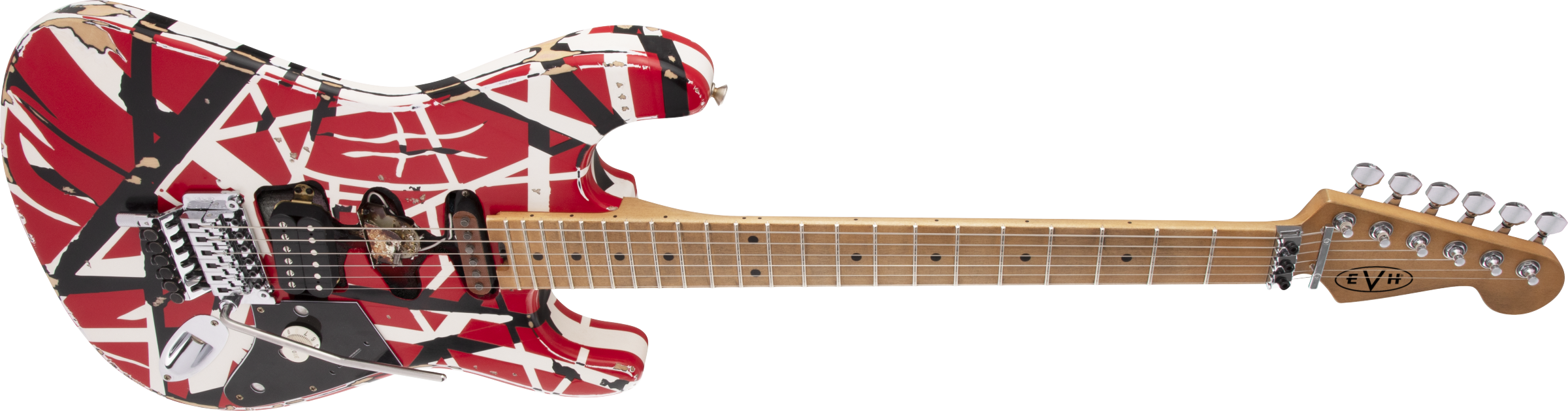 Evh Eddie Van Halen Frankenstein Frankie Striped Series Mex H Fr Mn - Red With Black & White Stripes - Str shape electric guitar - Variation 3