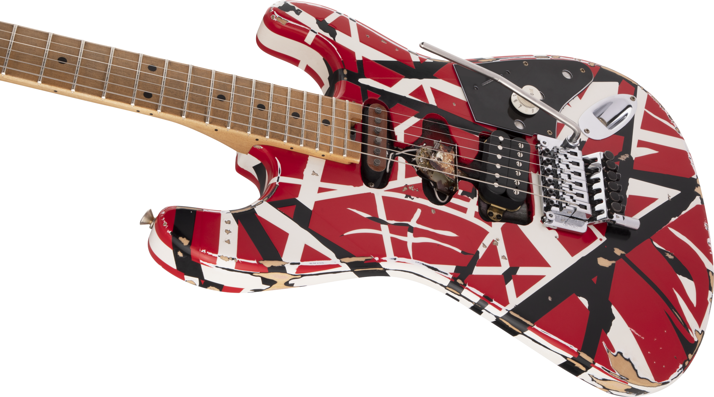 Evh Eddie Van Halen Frankenstein Frankie Striped Series Mex H Fr Mn - Red With Black & White Stripes - Str shape electric guitar - Variation 5